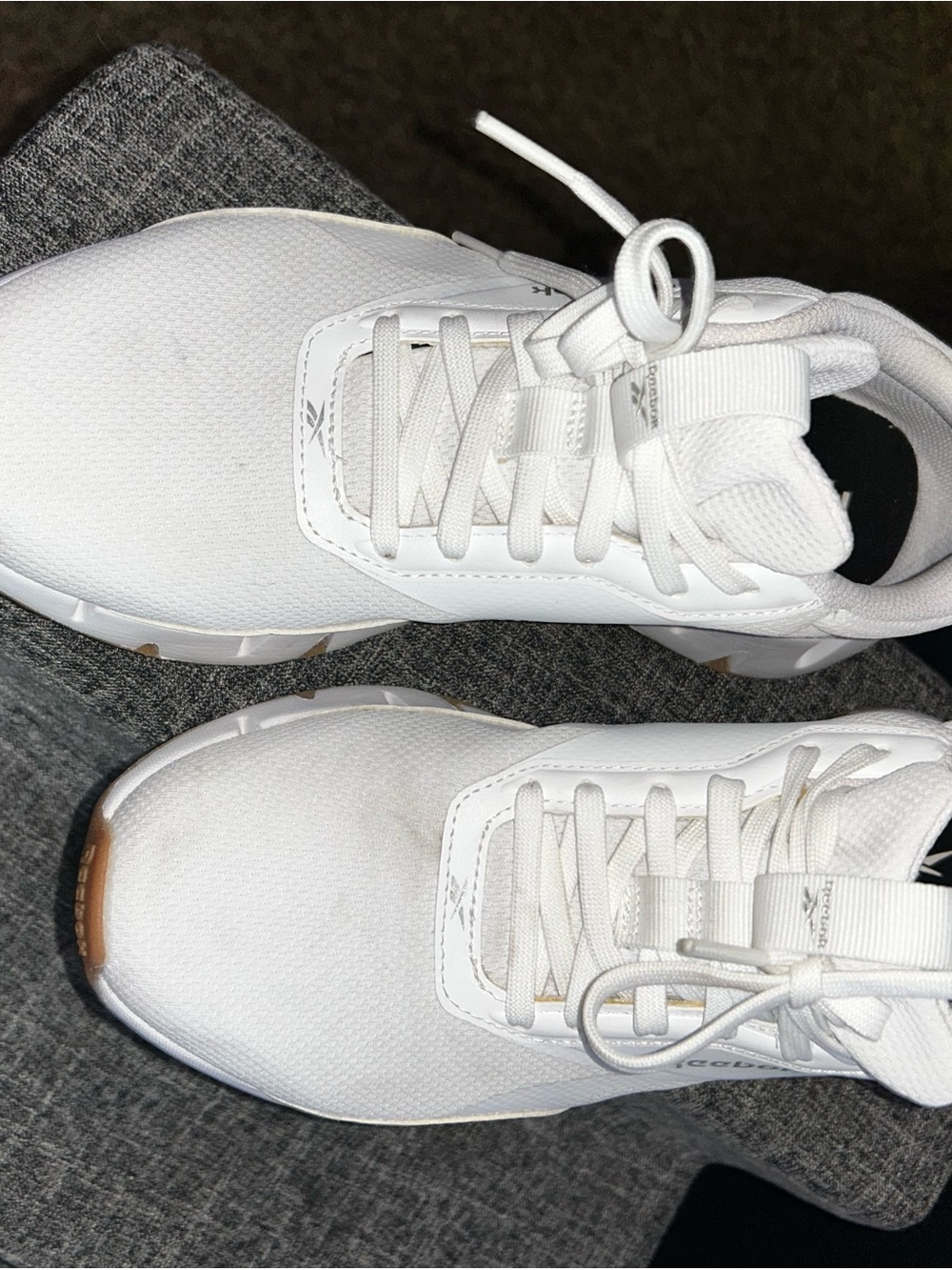 Reebok White Lace-Up Athletic Sneakers with Tan Outsole Accent